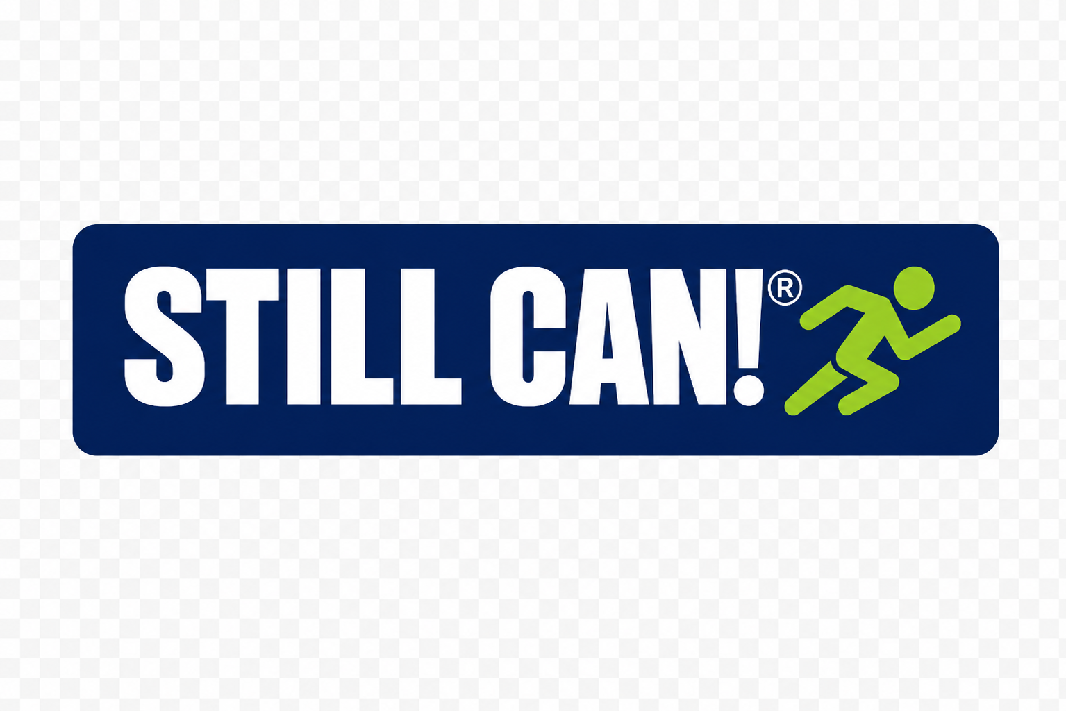 Still Can block lettering with a lime running figure on a navy blue badge