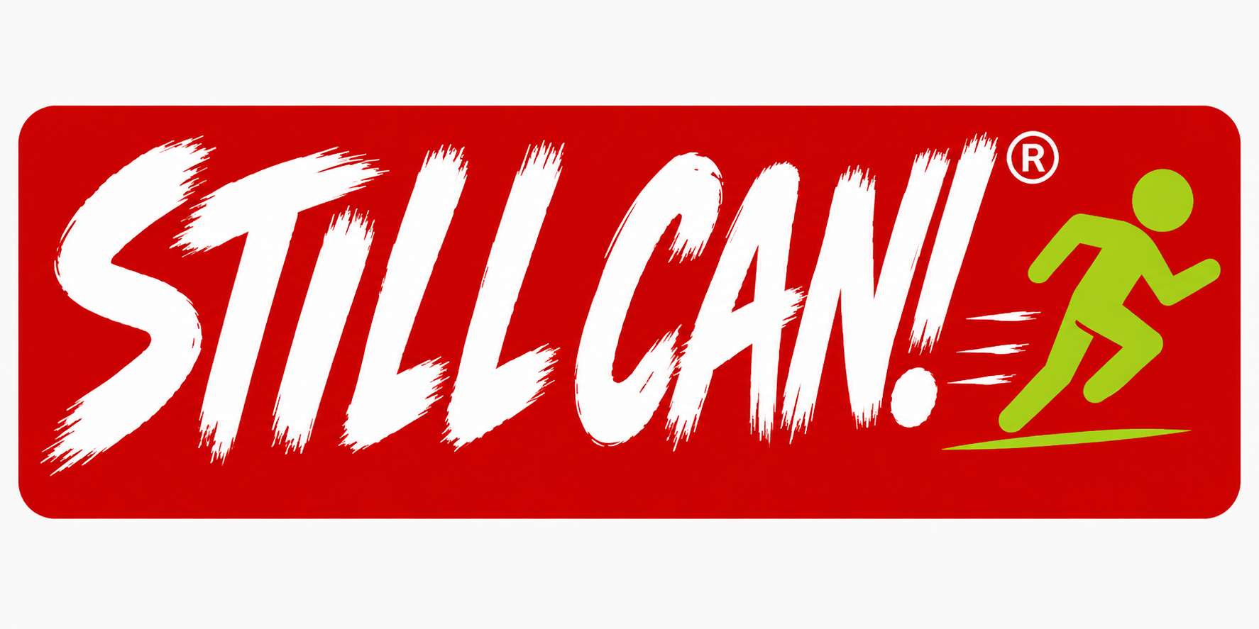 Still Can brushed lettering with a lime running figure on a red badge