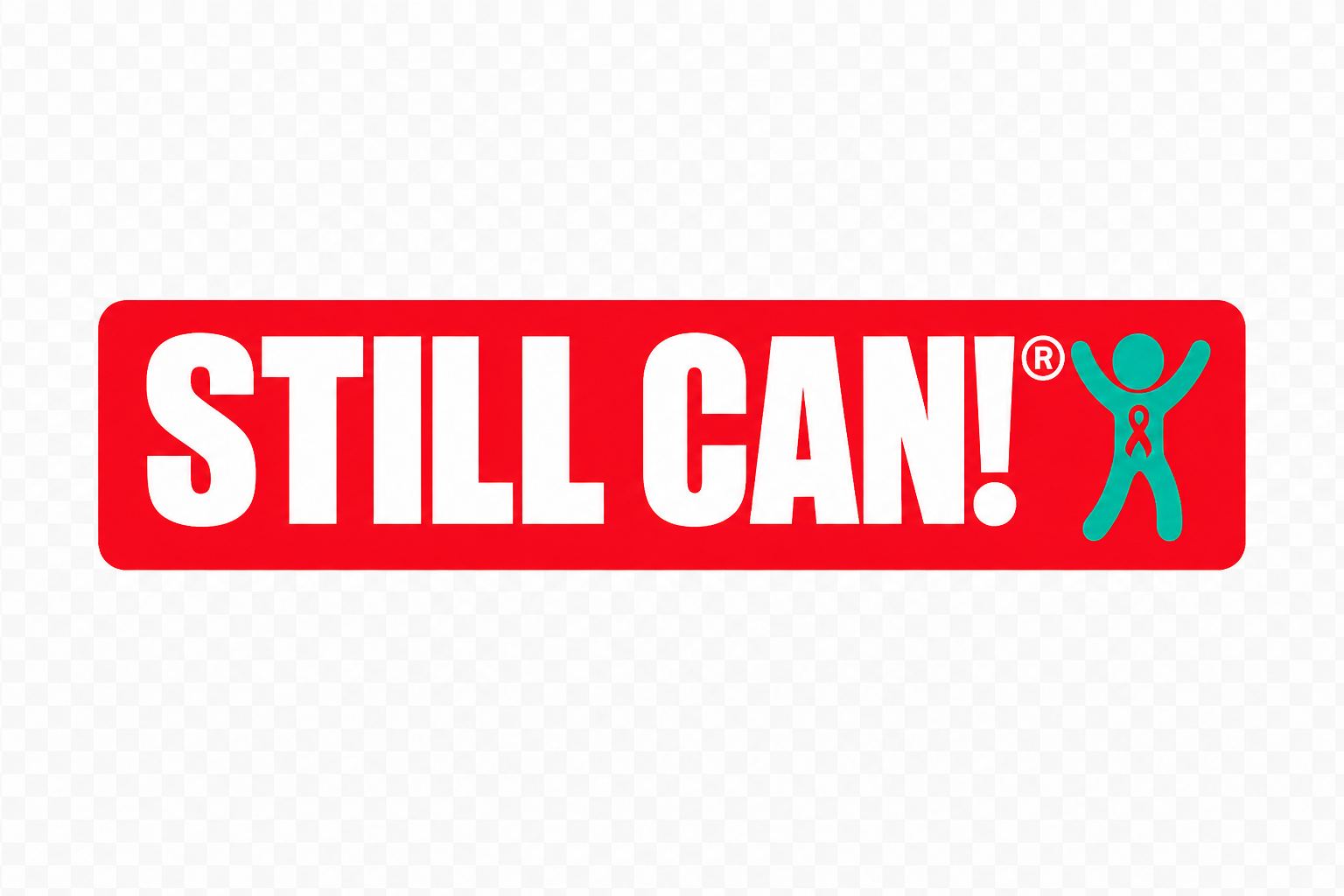 Still Can block lettering with a teal survivor figure and ribbon on a red badge