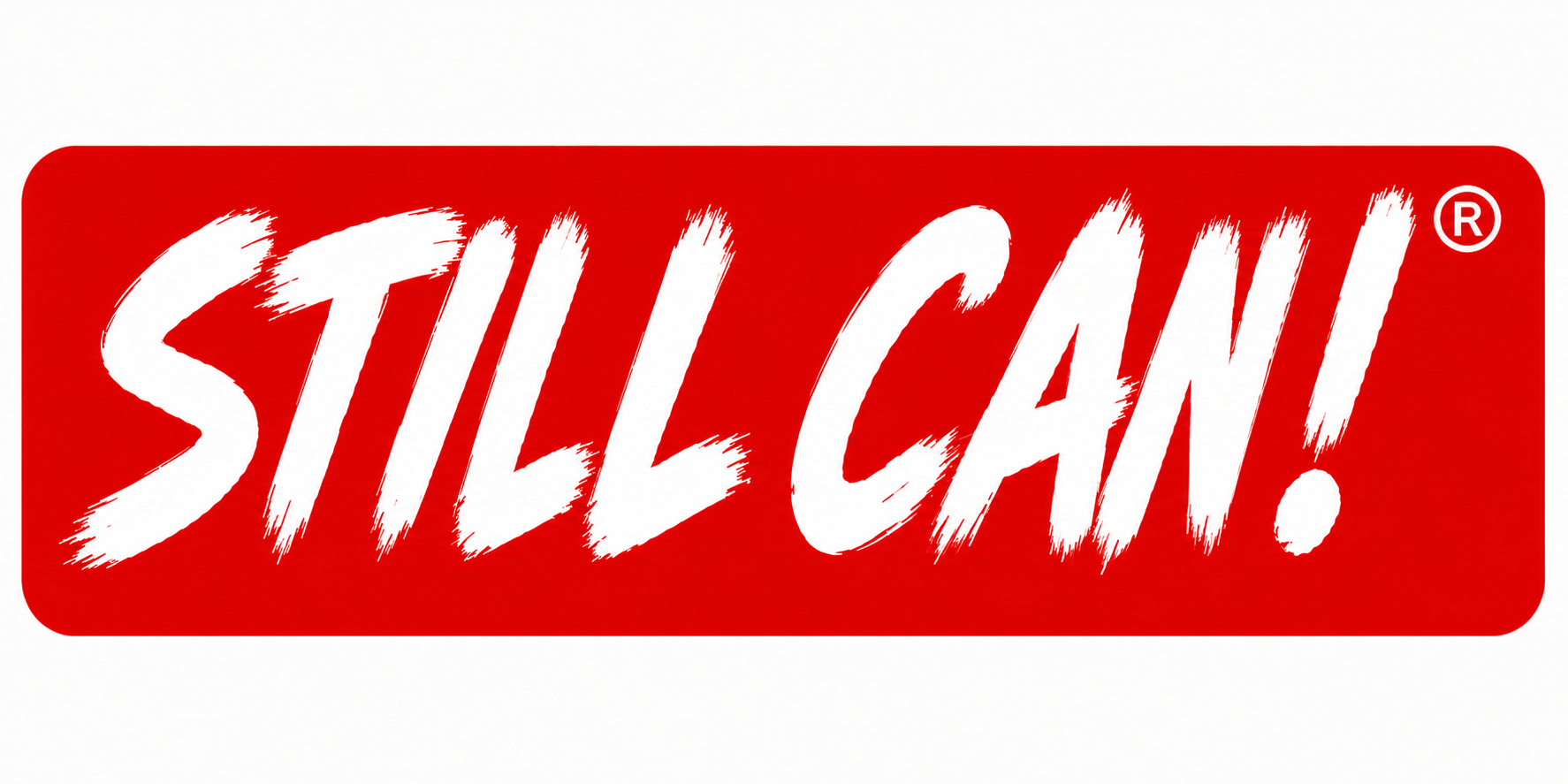Still Can brushed lettering in white on a red badge